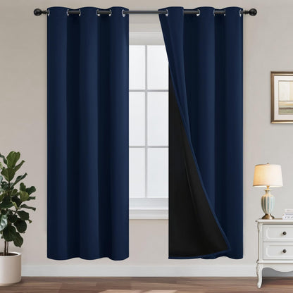 Yakamok Burgundy Red Blackout Curtains 84 inches Long for Bedroom 38" Wide