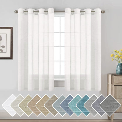 H.VERSAILTEX Natural Linen Sheer Curtains 84" 2 Panels Grommet