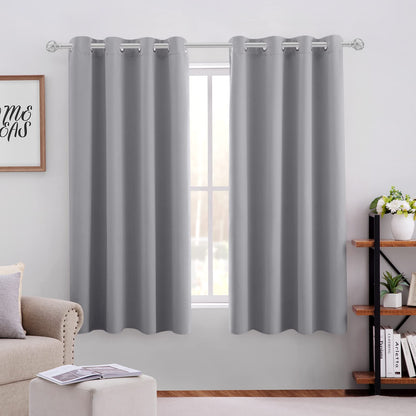 HOMEIDEAS Blackout Curtains for Bedroom 52 X 84 Inch Long 2 Panels Set Light Grey/Gray Room Darkening Curtains/Drapes, Soundproof Thermal Grommet Window Curtains for Living Room