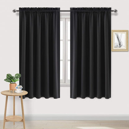 DWCN Blackout Curtains for Bedroom Living Room 42 x 63 Inch Long Black