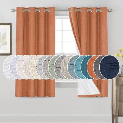PrinceDeco Natural Linen Curtains 100% Blackout Linen Curtains for Bedroom Full Blackout Curtains 84 Inches Long Living Room Thermal Insulated Light Blocking Curtain Drapes White Backing, 2 Panels