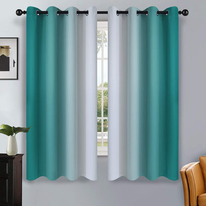 SimpleHome Ombre Black to Grey White Curtains for Living Room 52Wx84L