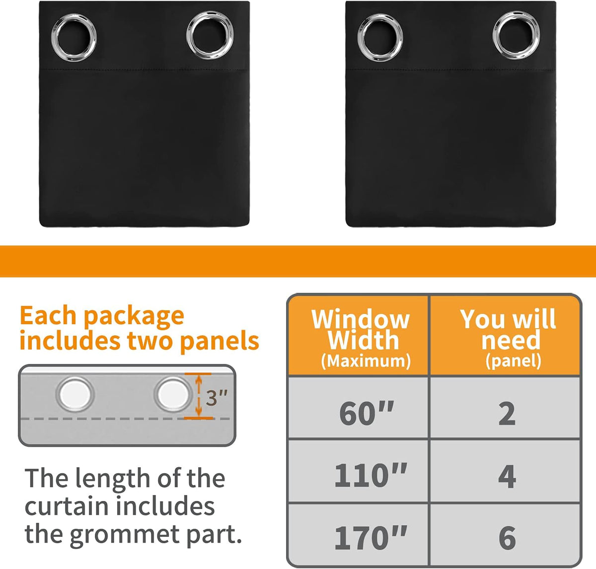 YoungsTex Black Blackout Curtains for Bedroom, Thermal Drapes Heat Blocking