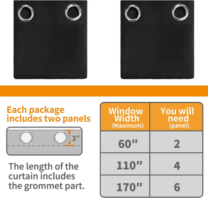 YoungsTex Black Blackout Curtains for Bedroom, Thermal Drapes Heat Blocking