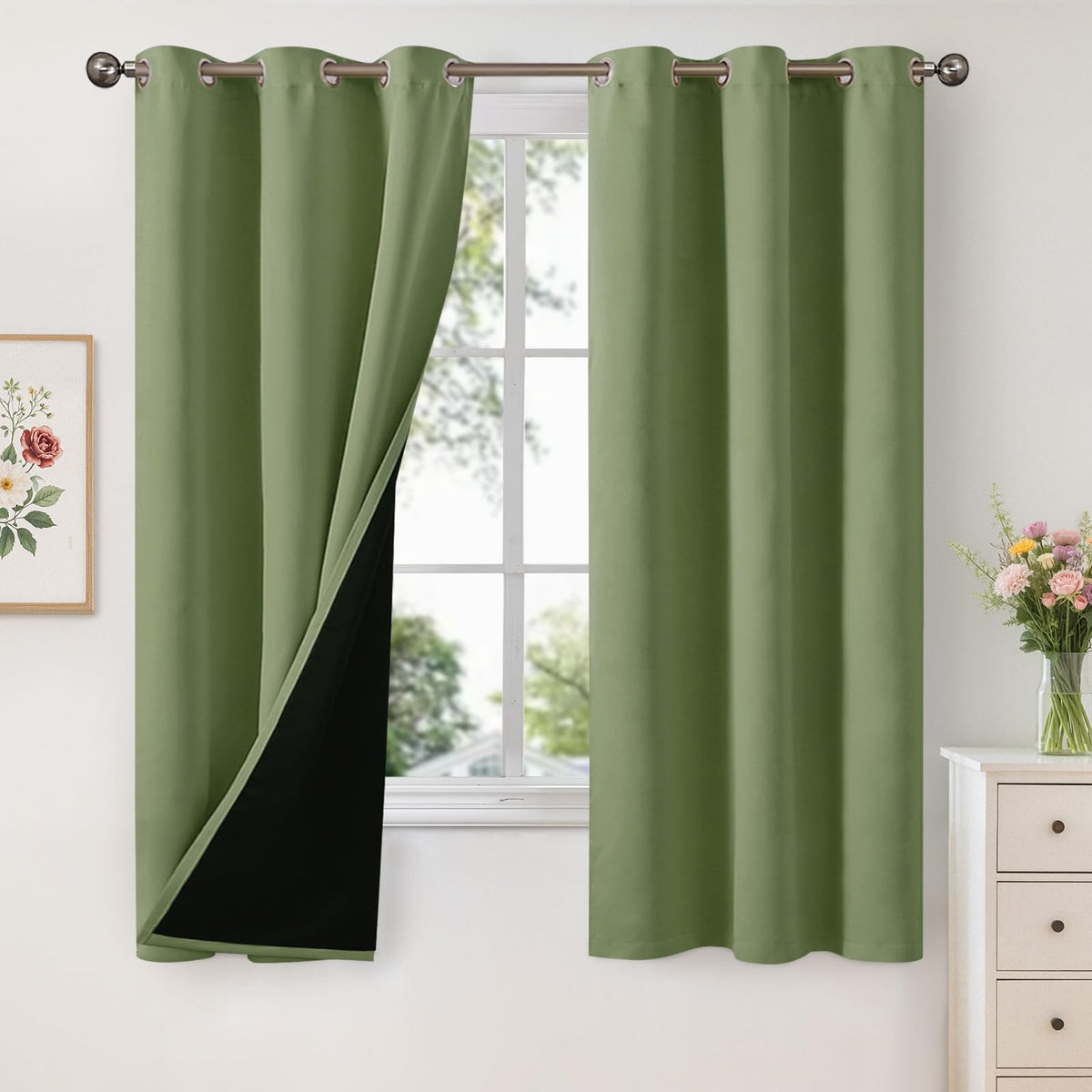 YoungsTex Black Blackout Curtains for Bedroom, Thermal Drapes Heat Blocking