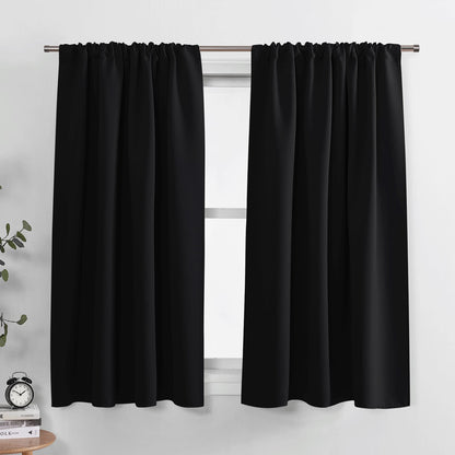 PONY DANCE Black Out Curtains 72 inch Long, Black, 2 Panels