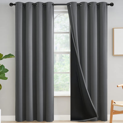 Yakamok Burgundy Red Blackout Curtains 84 inches Long for Bedroom 38" Wide