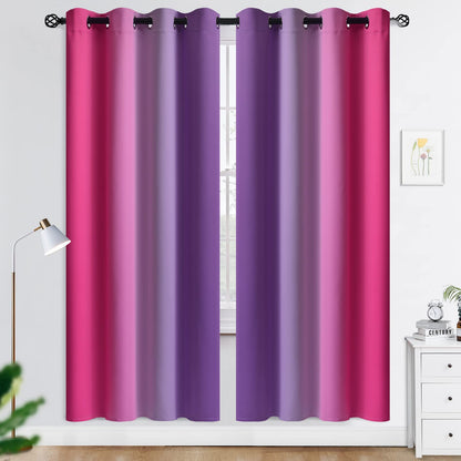 COSVIYA Grommet Room Darkening Ombre Purple Curtains W52xL63 inch
