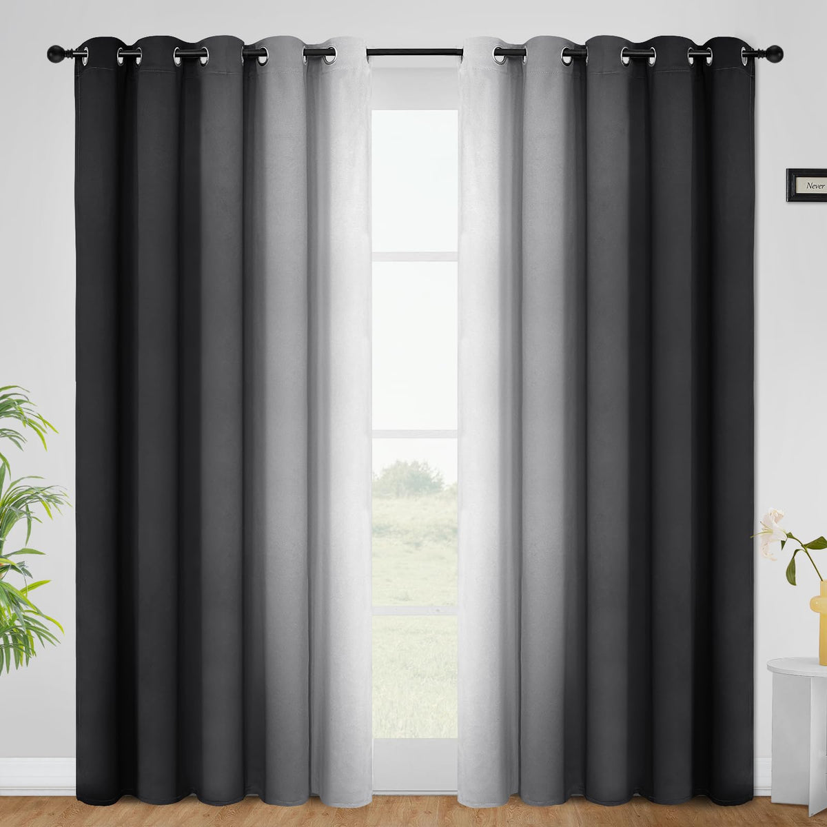 COSVIYA Grommet Room Darkening Ombre Purple Curtains W52xL63 inch