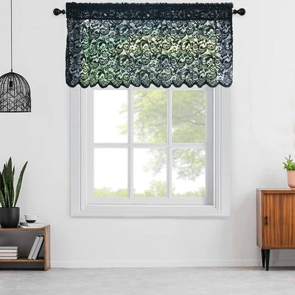 ALIGOGO Black Lace Curtains for Living Room, Gothic Decor, 52W x 84L Inch