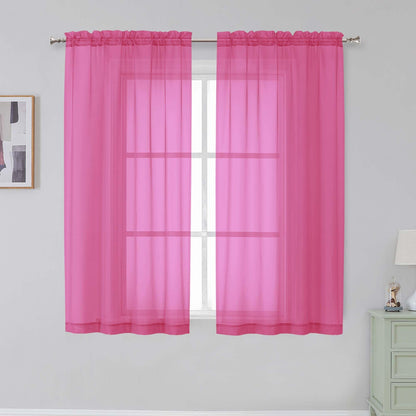 Simplebrand Black Sheer Curtains 84 Inches Long 2 Panels for Living Room