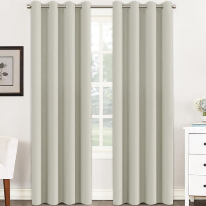 H.VERSAILTEX Blackout Curtains for Bedroom Thermal Insulated Room Darkening Living Room Curtains 63 Inch Long Grommet Privacy Protection Window Curtain Panels/Drapes for Nursery,2 Panels,Ivory/Cream