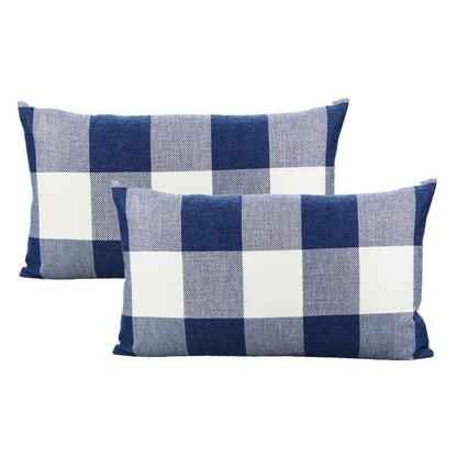 VAKADO Outdoor Plaid Throw Pillow Covers 18x18 Set of 2, Black & White