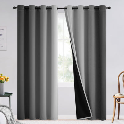 SimpleHome Ombre Black to Grey White Curtains for Living Room 52Wx84L