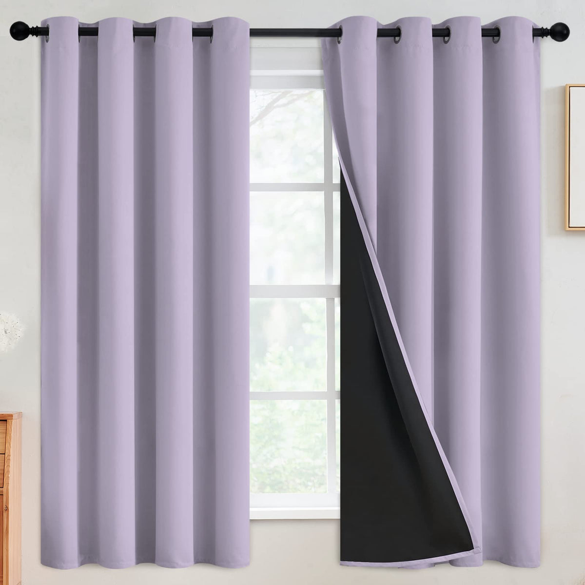 SimpleHome Cream 100% Blackout Curtains Room Darkening Living Room 84 Inch