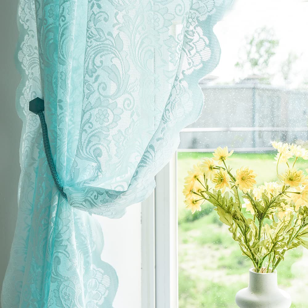 ALIGOGO Black Lace Curtains for Living Room, Gothic Decor, 52W x 84L Inch