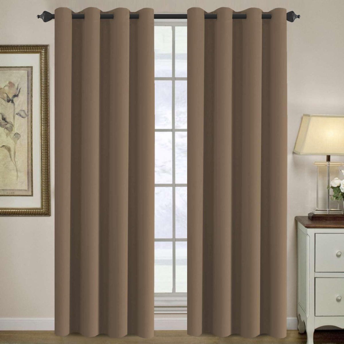 H.VERSAILTEX 100% Blackout Curtains for Bedroom Black Out Curtains 96 inch Thermal Insulated Long Blackout Curtains for Living Room, Energy Saving Curtains for Patio Door Grommet (1 Panel, Jet Black)