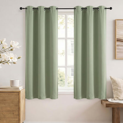 Simplebrand Sage Green Blackout Curtains 84 Inch Length 2 Panels Set for Bedroom/Living Room, Solid Room Darkening Thermal Insulated Grommet Energy Saving Window Treatment Drapes, Each 52" Wide