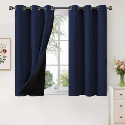 YoungsTex Black Blackout Curtains for Bedroom, Thermal Drapes Heat Blocking