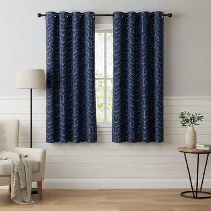 NICETOWN Grey Blackout Striped Pattern Curtains for Living Room, 52 x 84