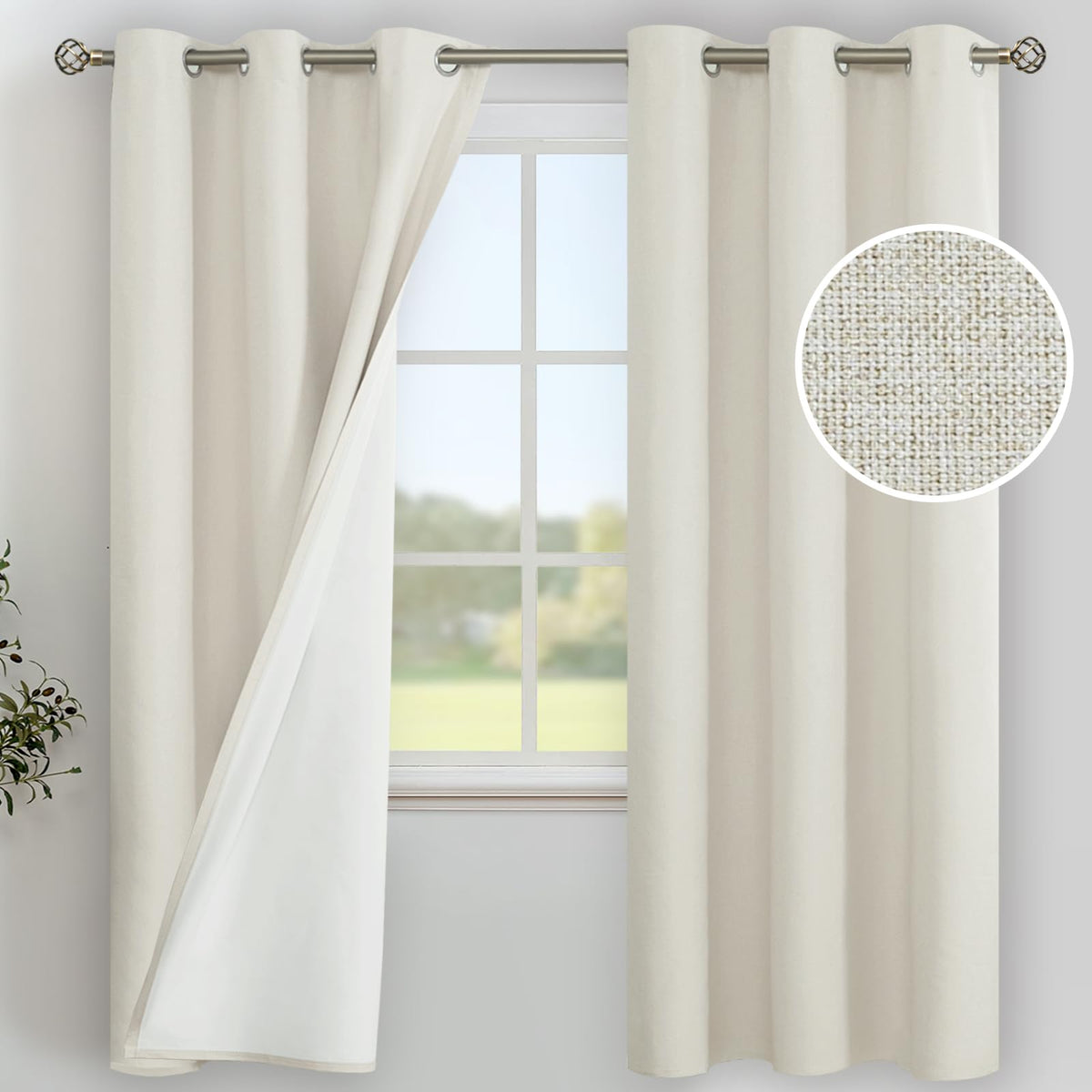YoungsTex Black Blackout Curtains for Bedroom, Thermal Drapes Heat Blocking
