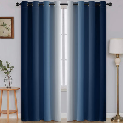 SimpleHome Ombre Black to Grey White Curtains for Living Room 52Wx84L