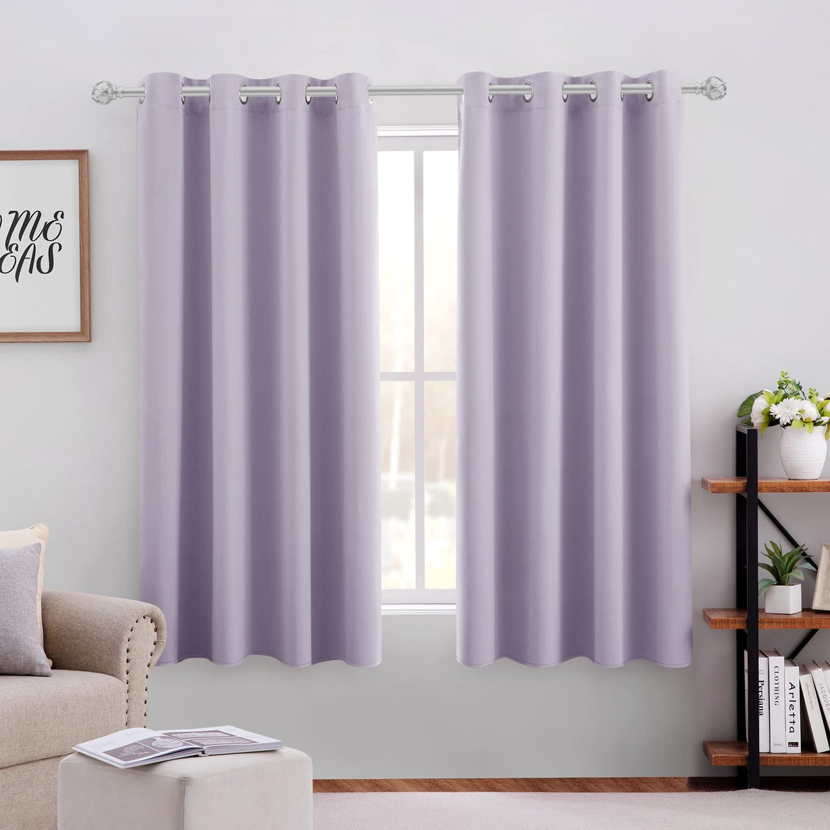 HOMEIDEAS Blackout Curtains for Bedroom 52 X 84 Inch Long 2 Panels Set Light Grey/Gray Room Darkening Curtains/Drapes, Soundproof Thermal Grommet Window Curtains for Living Room
