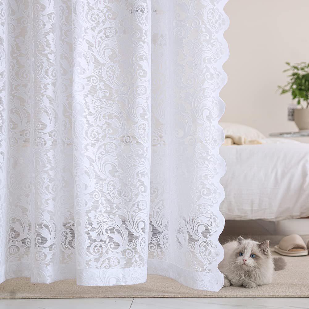ALIGOGO Black Lace Curtains for Living Room, Gothic Decor, 52W x 84L Inch