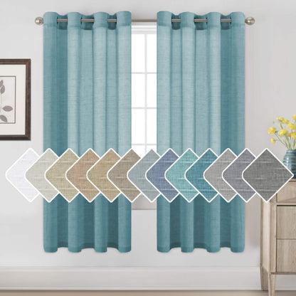 H.VERSAILTEX Natural Linen Sheer Curtains 84" 2 Panels Grommet