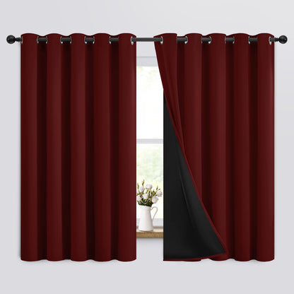 Yakamok Burgundy Red Blackout Curtains 84 inches Long for Bedroom 38" Wide