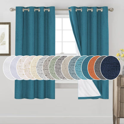 PrinceDeco Natural Linen Curtains 100% Blackout Linen Curtains for Bedroom Full Blackout Curtains 84 Inches Long Living Room Thermal Insulated Light Blocking Curtain Drapes White Backing, 2 Panels