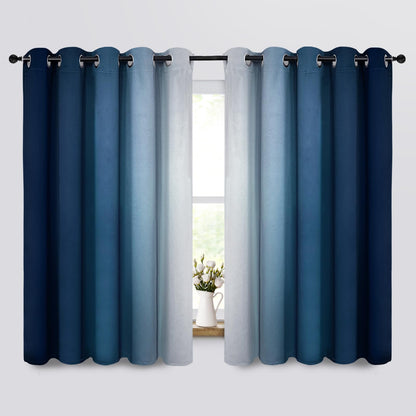 Yakamok Ombre Curtains Blue and Greyish White for Living Room,52Wx84L