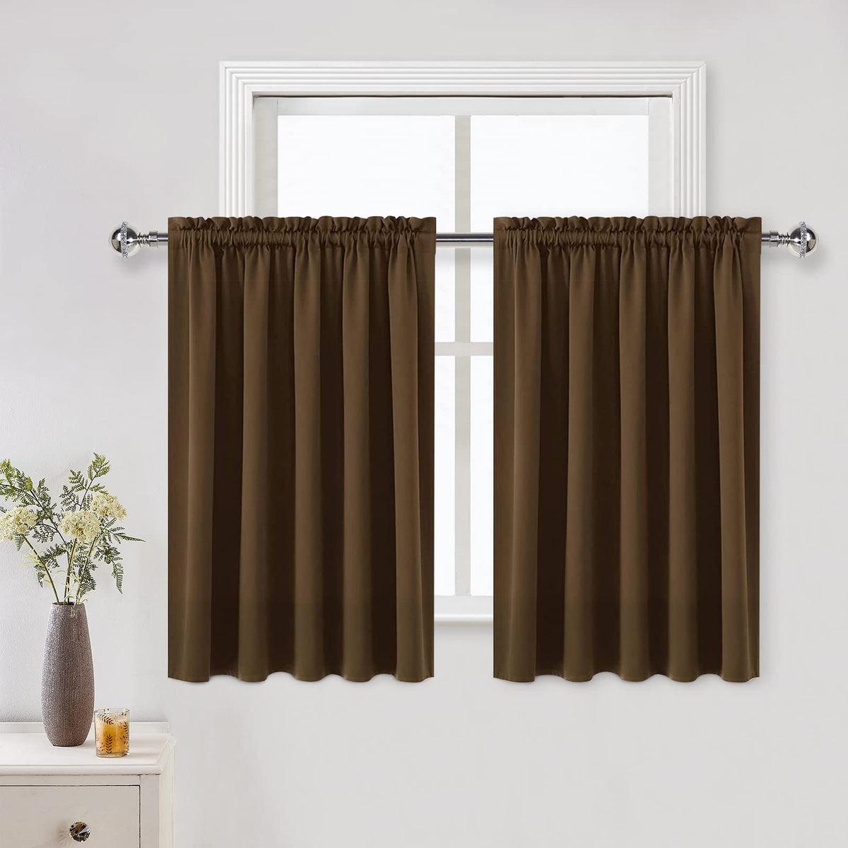 DWCN Blackout Curtains for Bedroom Living Room 42 x 63 Inch Long Black