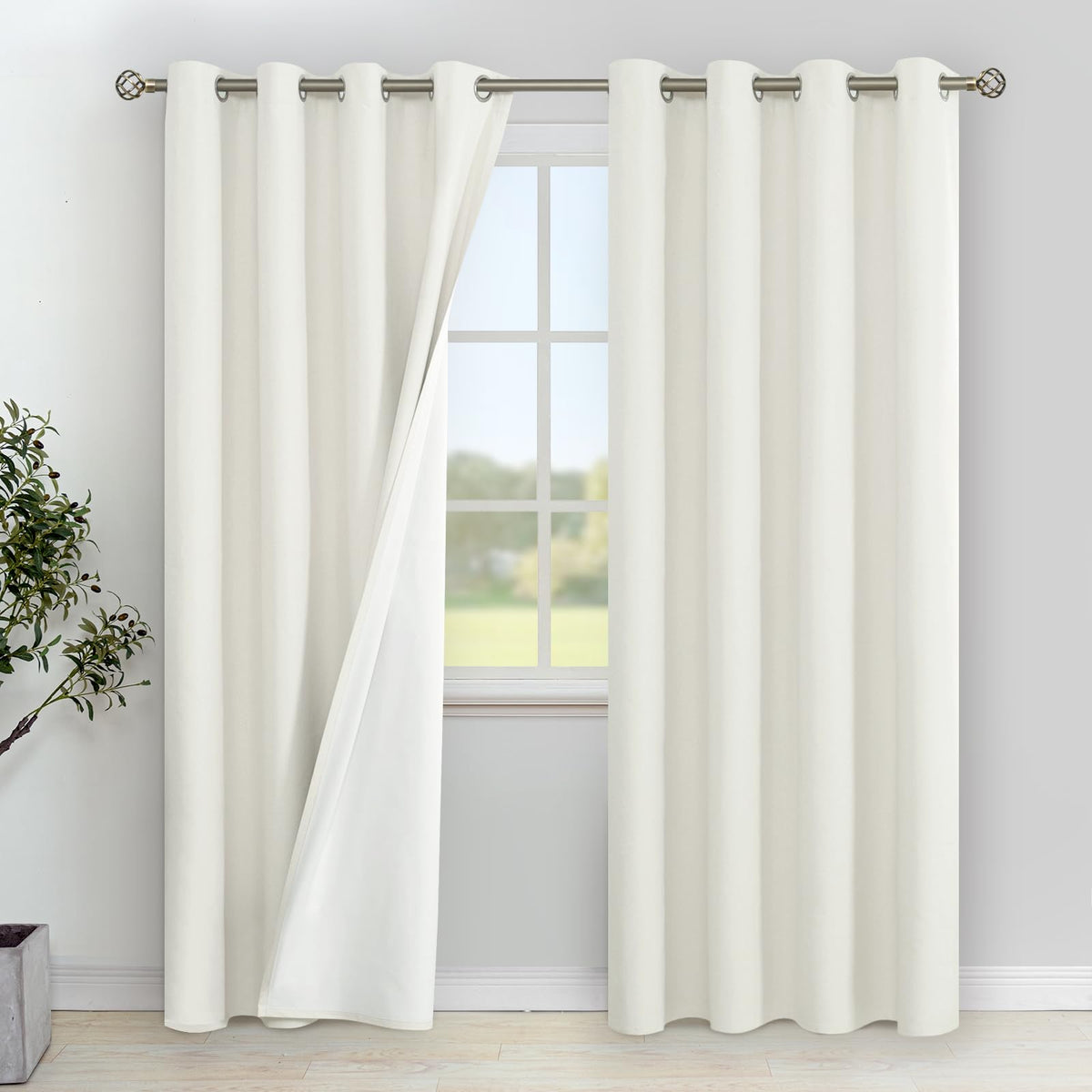 YoungsTex Black Blackout Curtains for Bedroom, Thermal Drapes Heat Blocking
