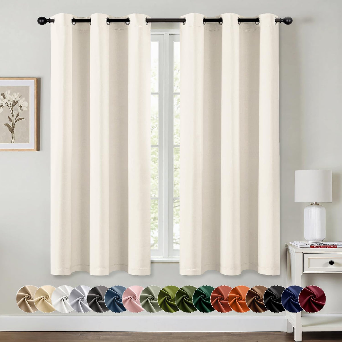 MIULEE Blackout Curtains for Bedroom 2 Panels 40 x 63 Inch Long Pink