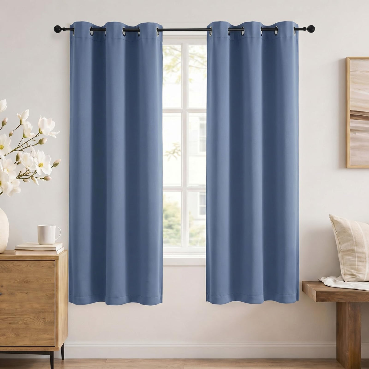 Simplebrand Sage Green Blackout Curtains 84 Inch Length 2 Panels Set for Bedroom/Living Room, Solid Room Darkening Thermal Insulated Grommet Energy Saving Window Treatment Drapes, Each 52" Wide