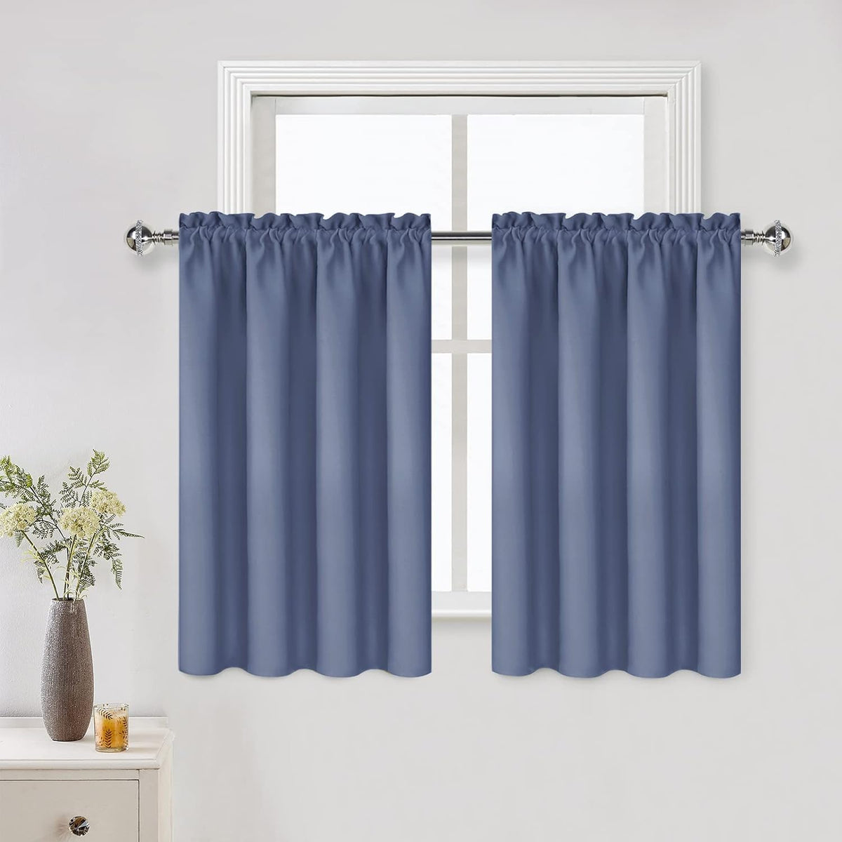 DWCN Blackout Curtains for Bedroom Living Room 42 x 63 Inch Long Black
