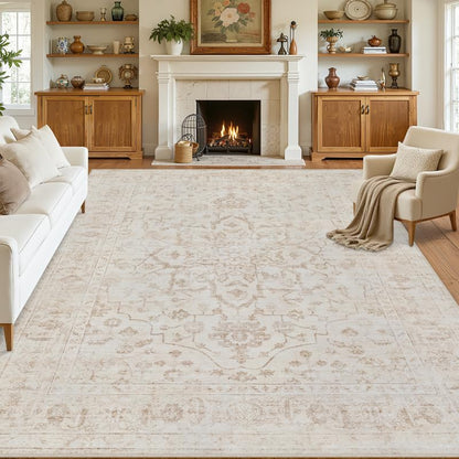 8x10 Area Rugs Living Room: Bedroom Neutral Washable Carpet Beige