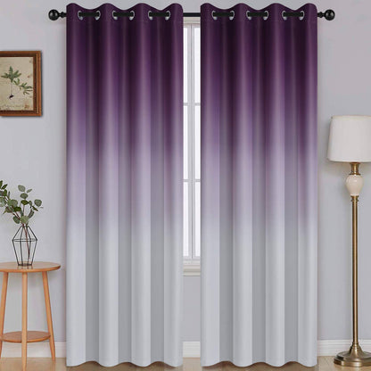 SimpleHome Ombre Black to Grey White Curtains for Living Room 52Wx84L