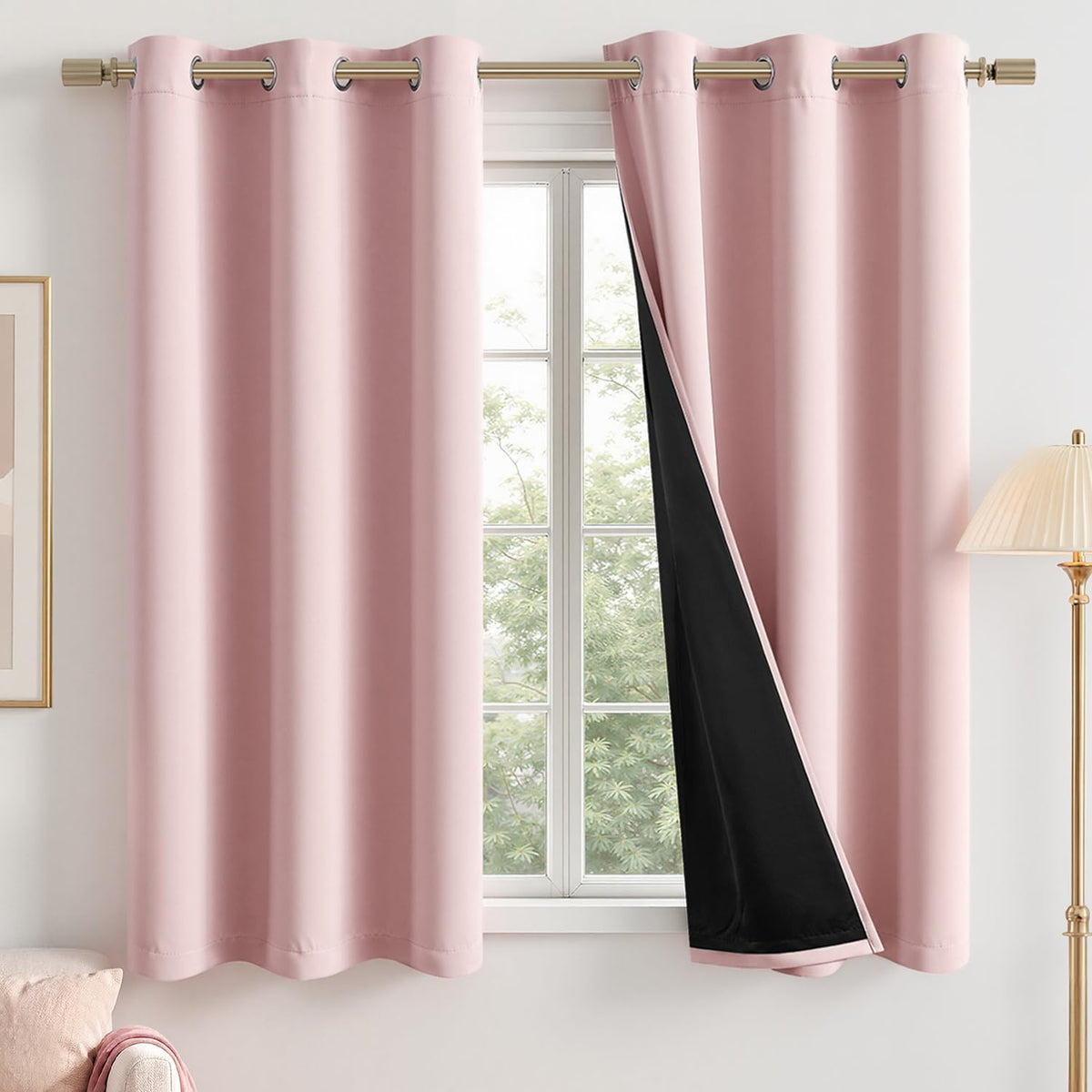 MIULEE Cream 100% Blackout Curtains for Bedroom 40x63 Inch Long