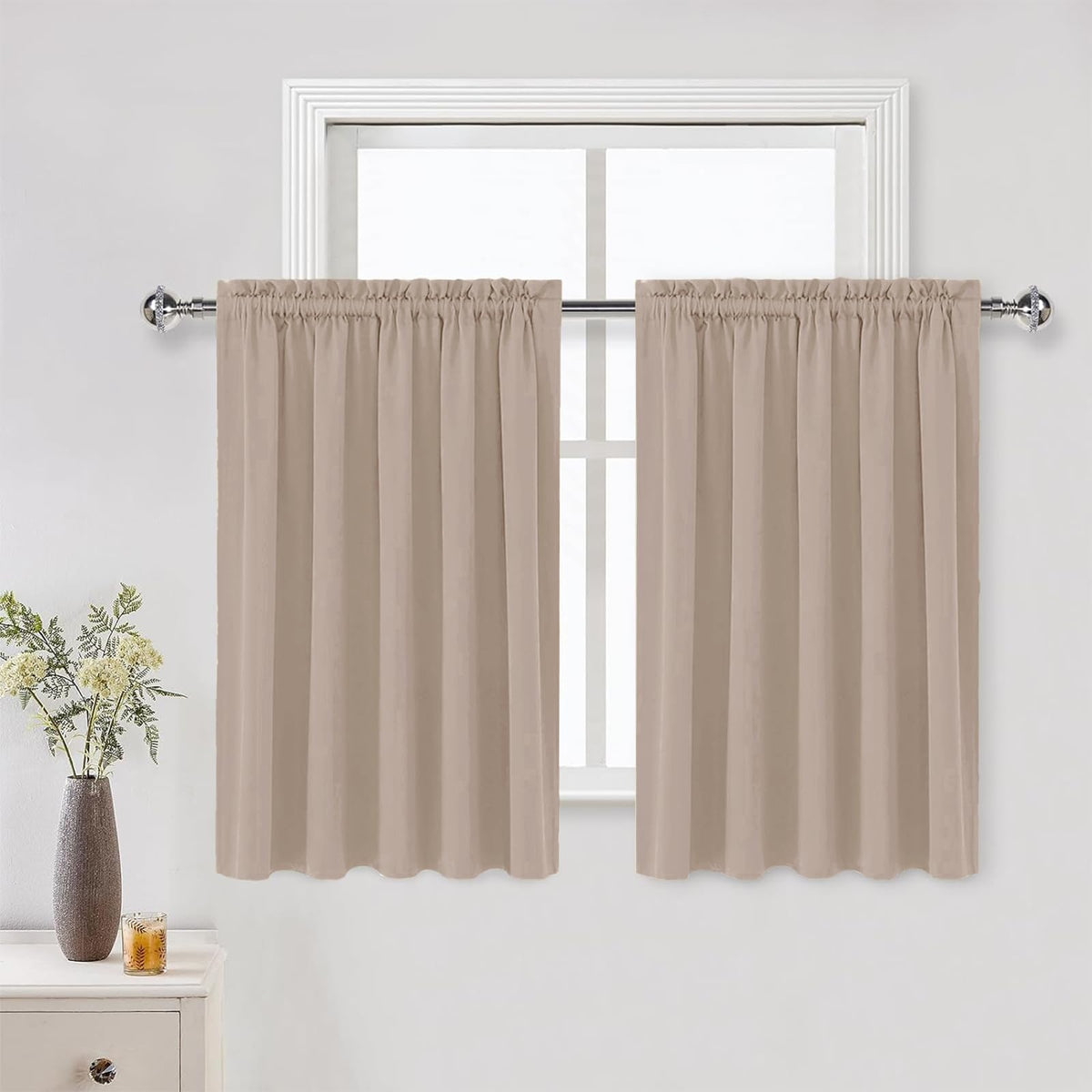 DWCN Blackout Curtains for Bedroom Living Room 42 x 63 Inch Long Black