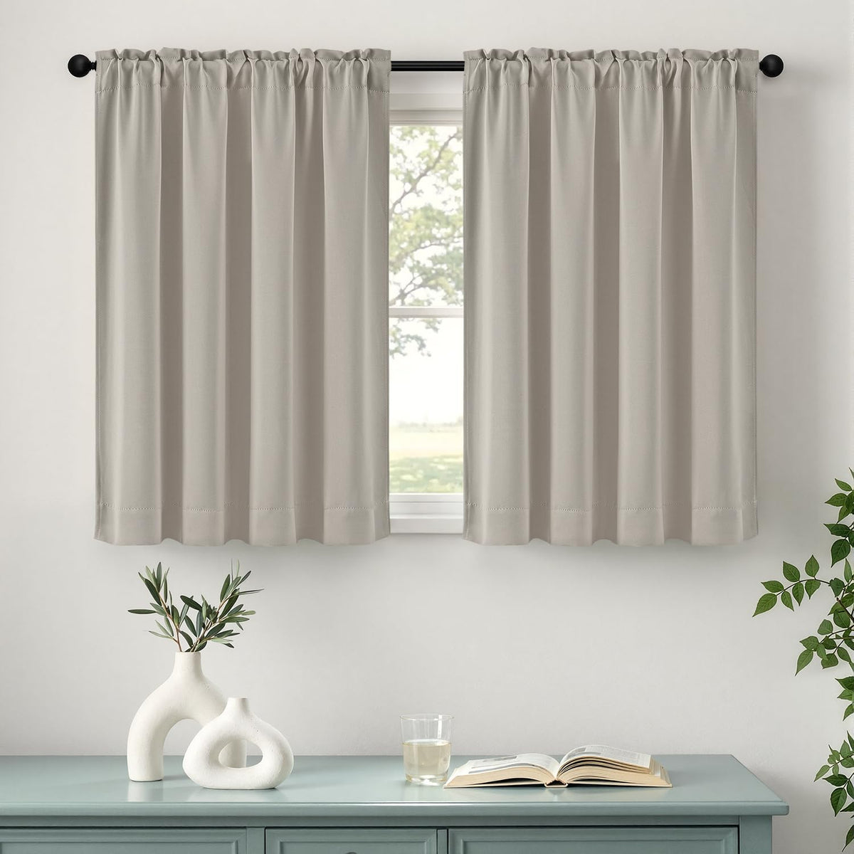 MIULEE Stone Blue Blackout Curtains for Bedroom Living Room 40"x63" 2 Panel