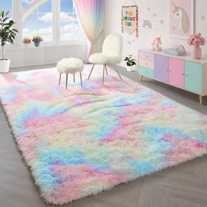 Fluffy Grey Rug for Bedroom 4x6, Modern Area Rugs for Kids Room Living Room