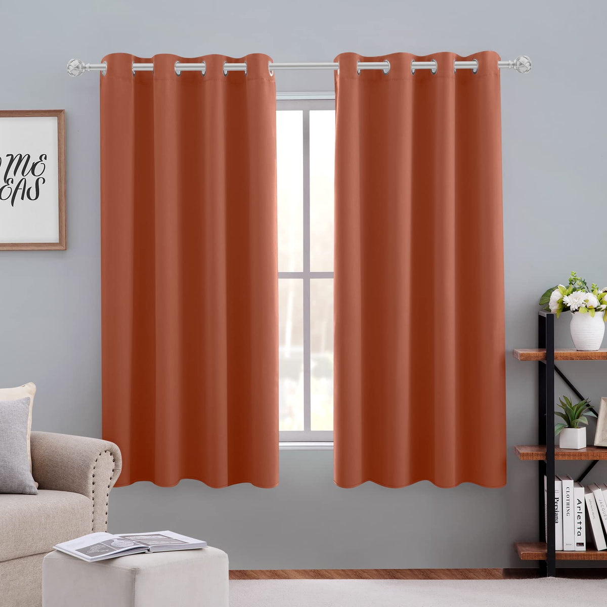 HOMEIDEAS Blackout Curtains for Bedroom 52 X 84 Inch Long 2 Panels Set Light Grey/Gray Room Darkening Curtains/Drapes, Soundproof Thermal Grommet Window Curtains for Living Room