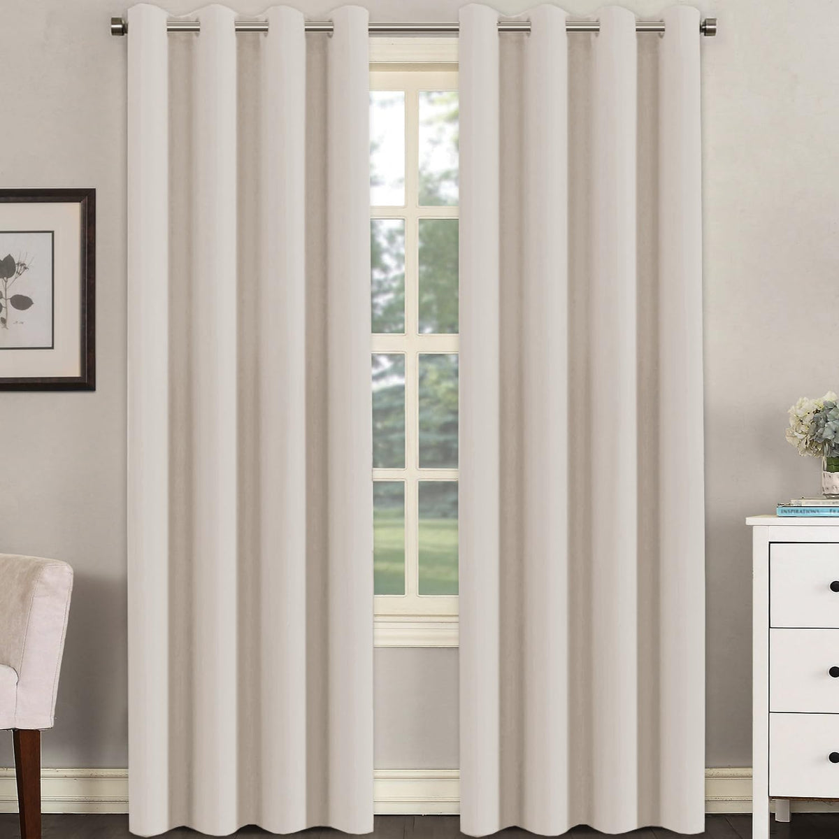 H.VERSAILTEX 100% Blackout Curtains for Bedroom Black Out Curtains 96 inch Thermal Insulated Long Blackout Curtains for Living Room, Energy Saving Curtains for Patio Door Grommet (1 Panel, Jet Black)