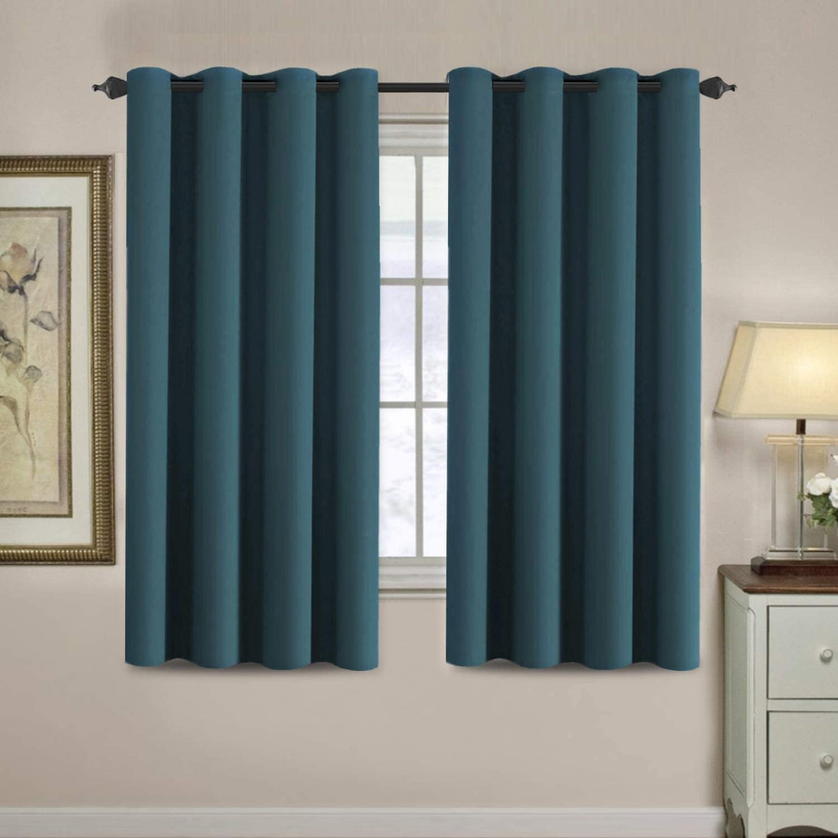 H.VERSAILTEX 100% Blackout Curtains for Bedroom Black Out Curtains 96 inch Thermal Insulated Long Blackout Curtains for Living Room, Energy Saving Curtains for Patio Door Grommet (1 Panel, Jet Black)