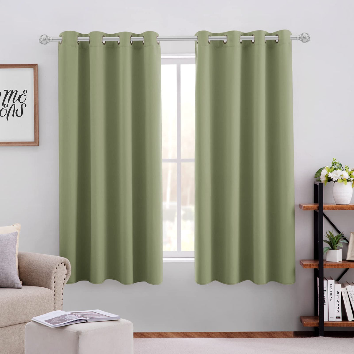 HOMEIDEAS Blackout Curtains for Bedroom 52 X 84 Inch Long 2 Panels Set Light Grey/Gray Room Darkening Curtains/Drapes, Soundproof Thermal Grommet Window Curtains for Living Room