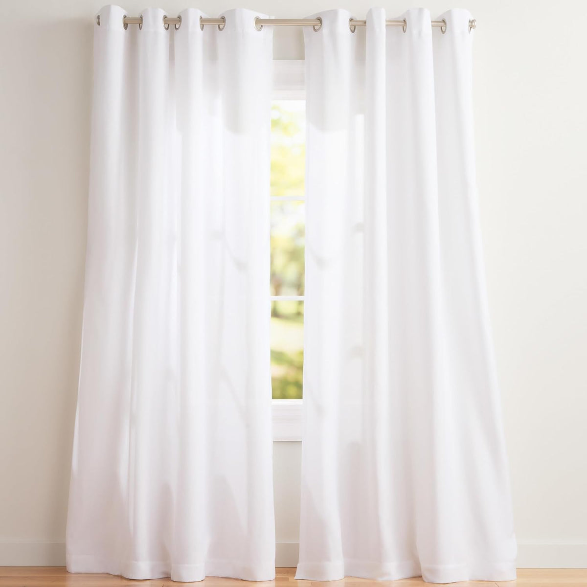 Exclusive Home Loha Linen Grommet Top Curtain Panel Pair, 84"x54", Winter White