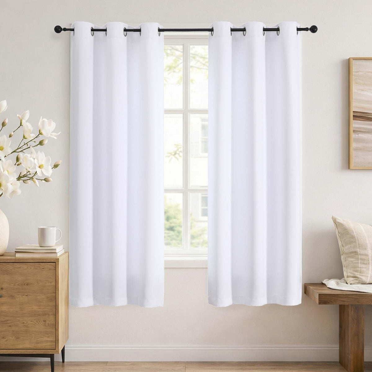 Simplebrand Sage Green Blackout Curtains 84 Inch Length 2 Panels Set for Bedroom/Living Room, Solid Room Darkening Thermal Insulated Grommet Energy Saving Window Treatment Drapes, Each 52" Wide