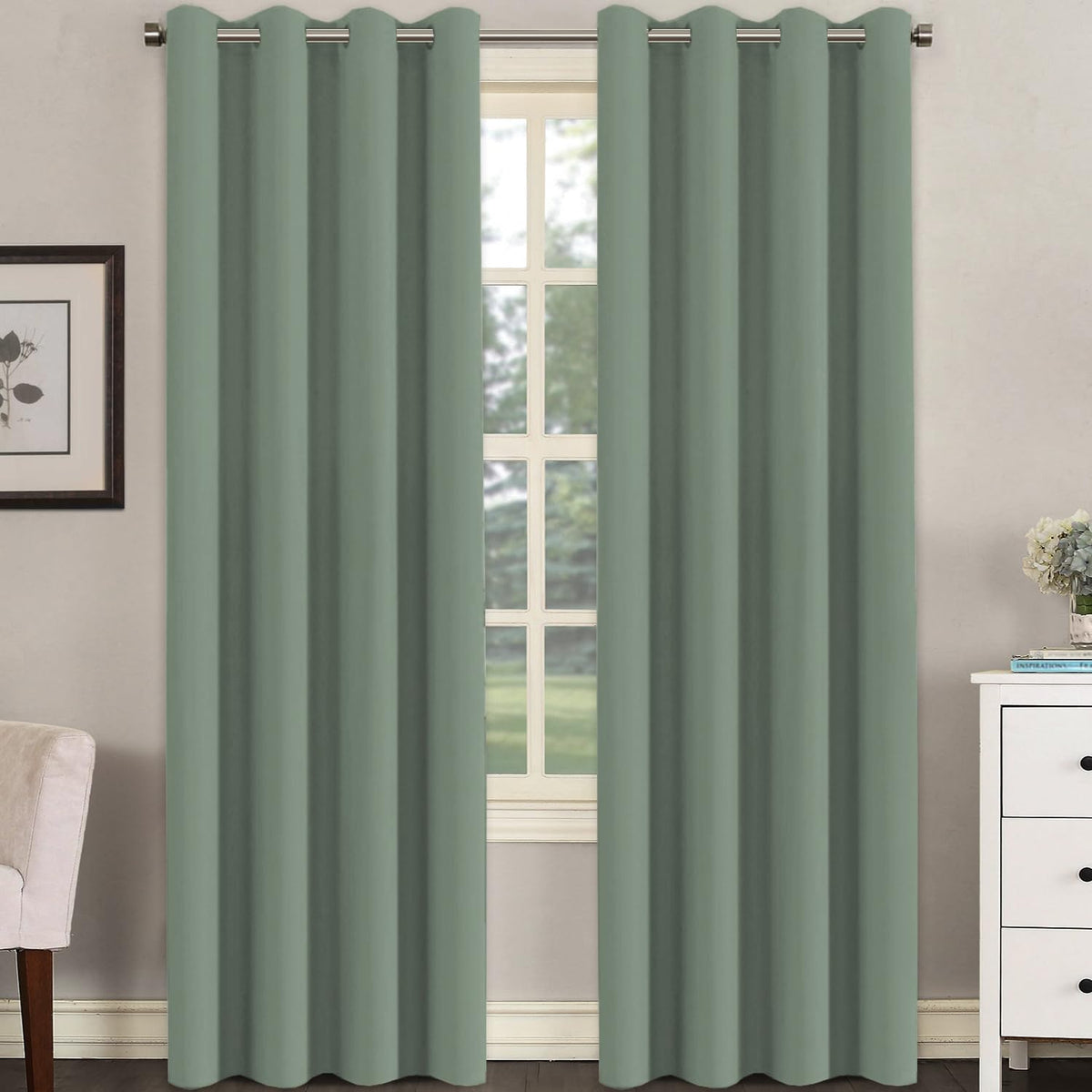 H.VERSAILTEX Blackout Curtains for Bedroom Thermal Insulated Room Darkening Living Room Curtains 63 Inch Long Grommet Privacy Protection Window Curtain Panels/Drapes for Nursery,2 Panels,Ivory/Cream